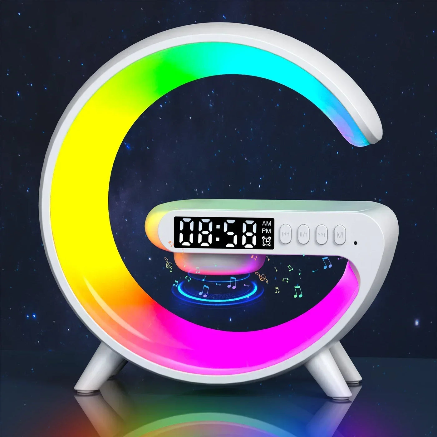 Wireless Charger Stand Pad RGB G Light Alarm