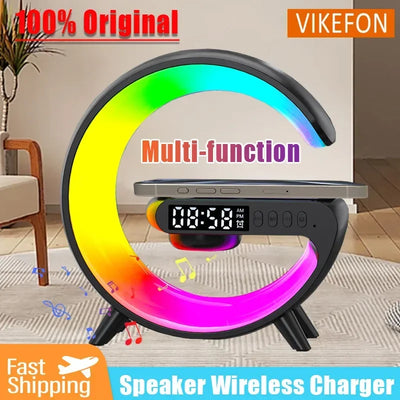 Wireless Charger Stand Pad RGB G Light Alarm