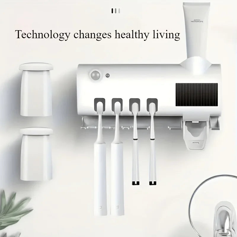 White Smart Toothbrush Holder Auto Dispenser