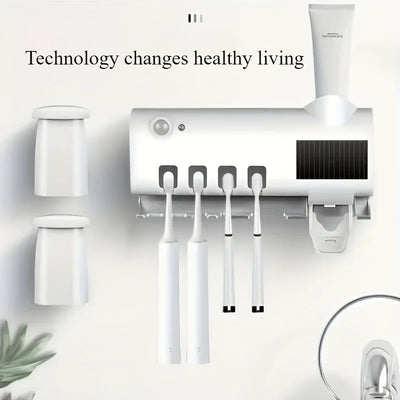 White Smart Toothbrush Holder Auto Dispenser