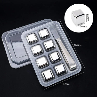 Stainless Steel Ice Cubes Set Reusable Chilling
