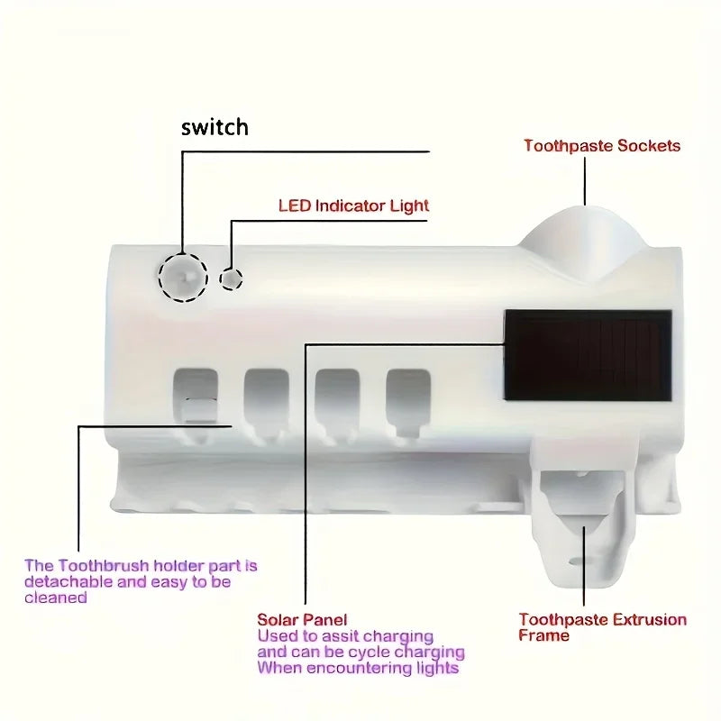 White Smart Toothbrush Holder Auto Dispenser