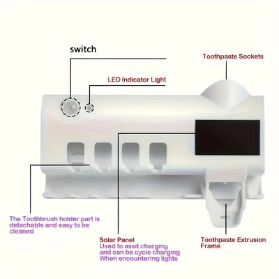 White Smart Toothbrush Holder Auto Dispenser