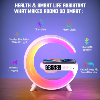 Wireless Charger Stand Pad RGB G Light Alarm