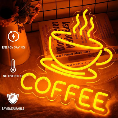 Coffee Neon Sign LED Neon Light Sign Powered
