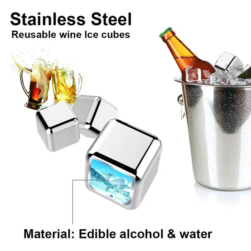 Stainless Steel Ice Cubes Set Reusable Chilling
